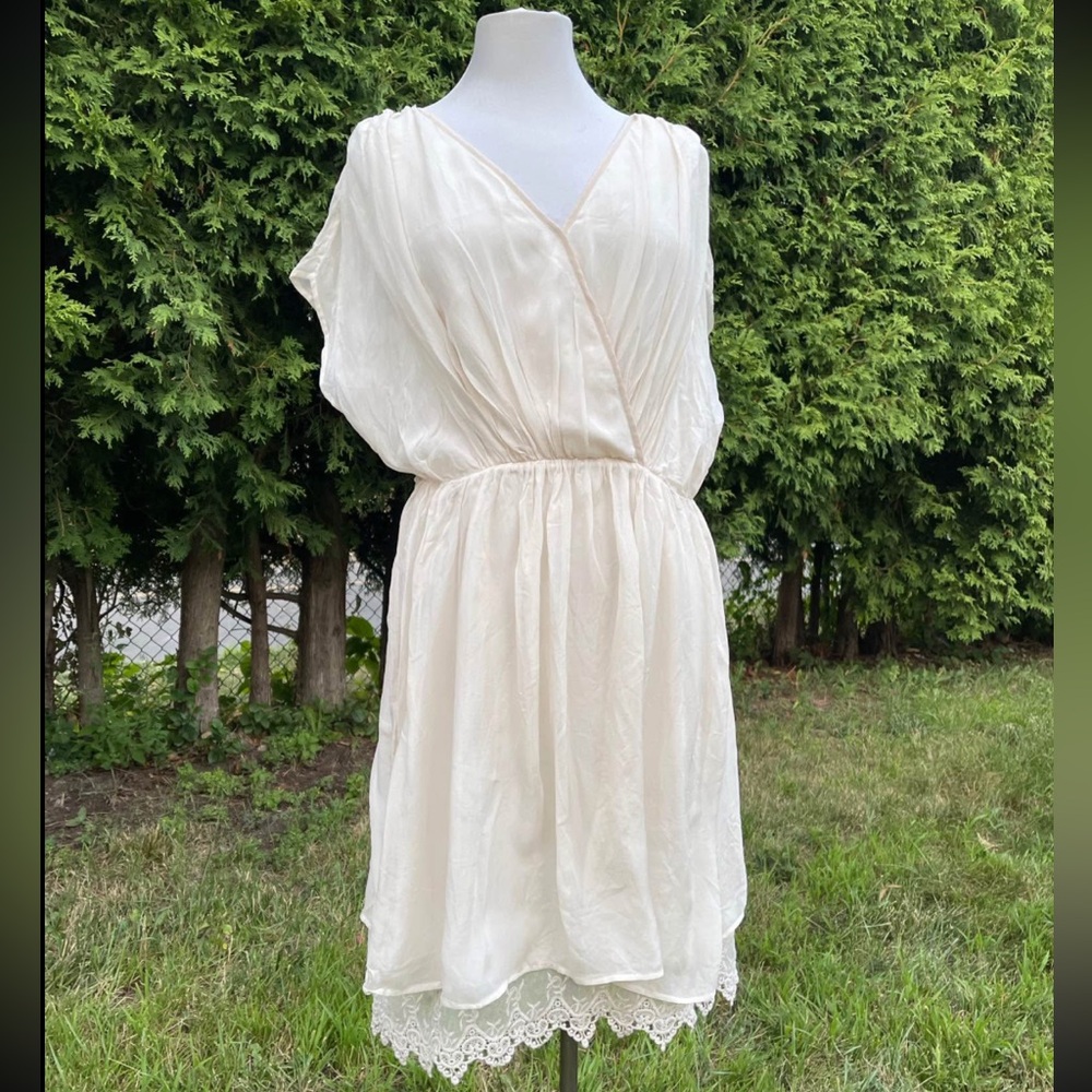 VNTG 100% Mulberry Silk Dress in Ivory by Massimo Sutti